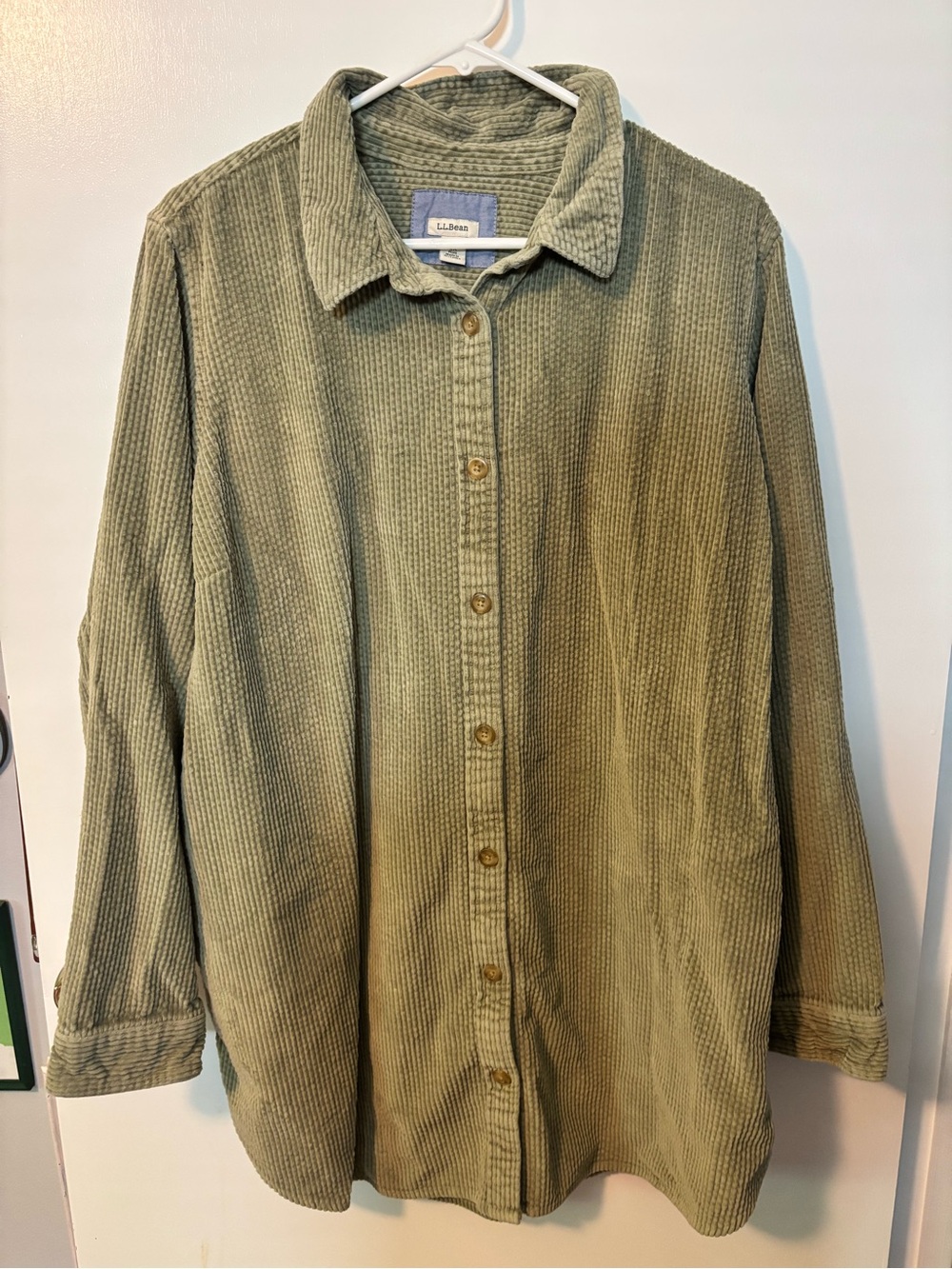 Vintage 90s Y2K Cozy Autumn L.L. Bean Olive Corduroy Button-Up Shirt 2XL